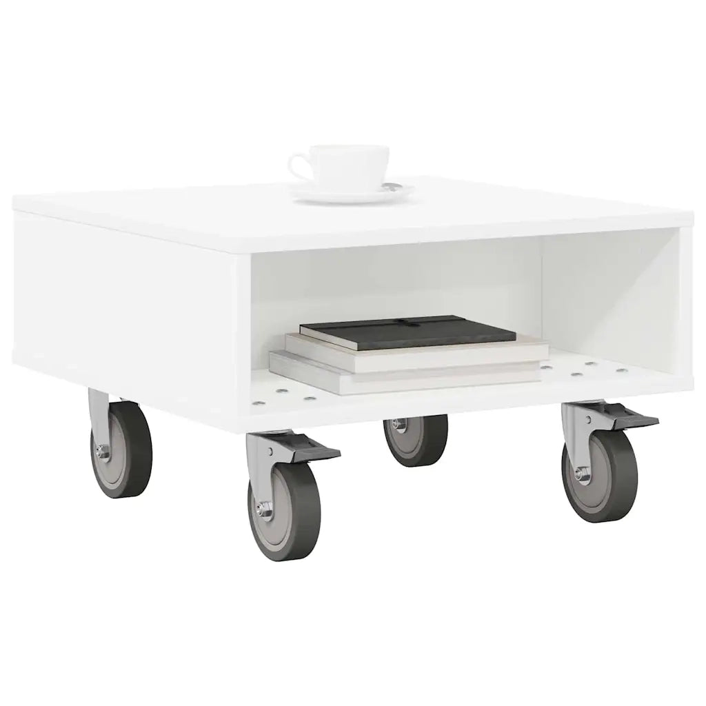 Tavolino con Ruote Bianco 50,5 x 50 x 30 cm 891024