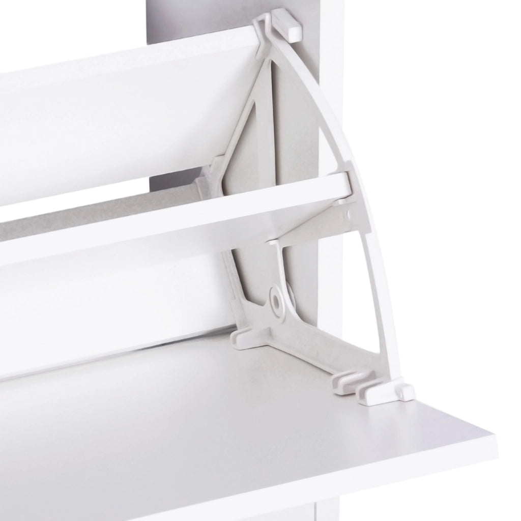Set di Mobili per Ingresso 3 Pezzi Scarpiera Specchio Appendiabiti con Ganci ¨C Zephmum ¨C 80x27x46,5cm Bianco