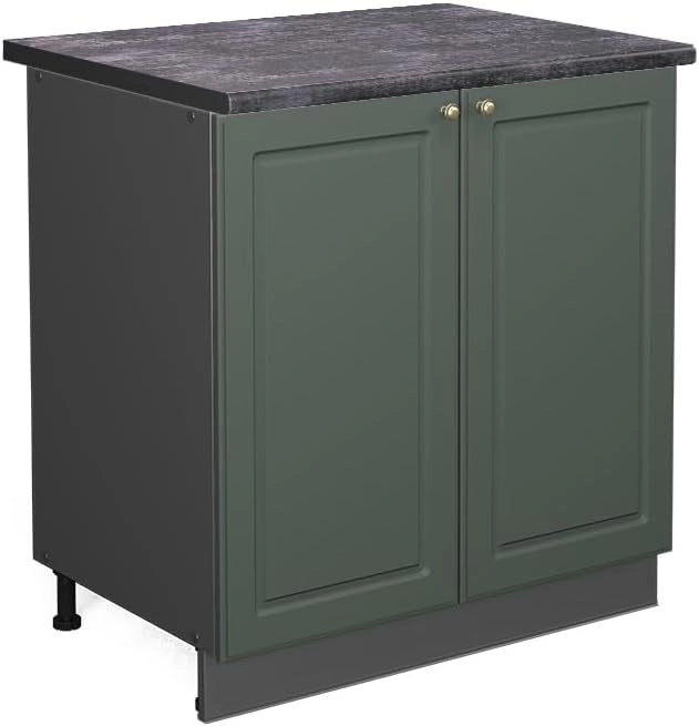 Mobile lavello cucina Fame-Line, Verde-oro Country House, 80 cm con ripiano, PL Antracite, per la combinazione con altri moduli della serie Fame-Line