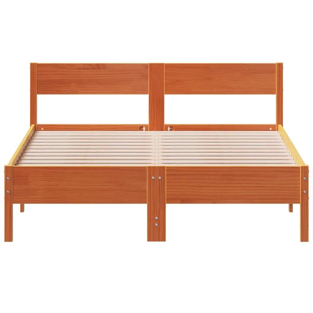 Letto senza Materasso Marrone Cera 135x190 cm in Legno di Pino 842773