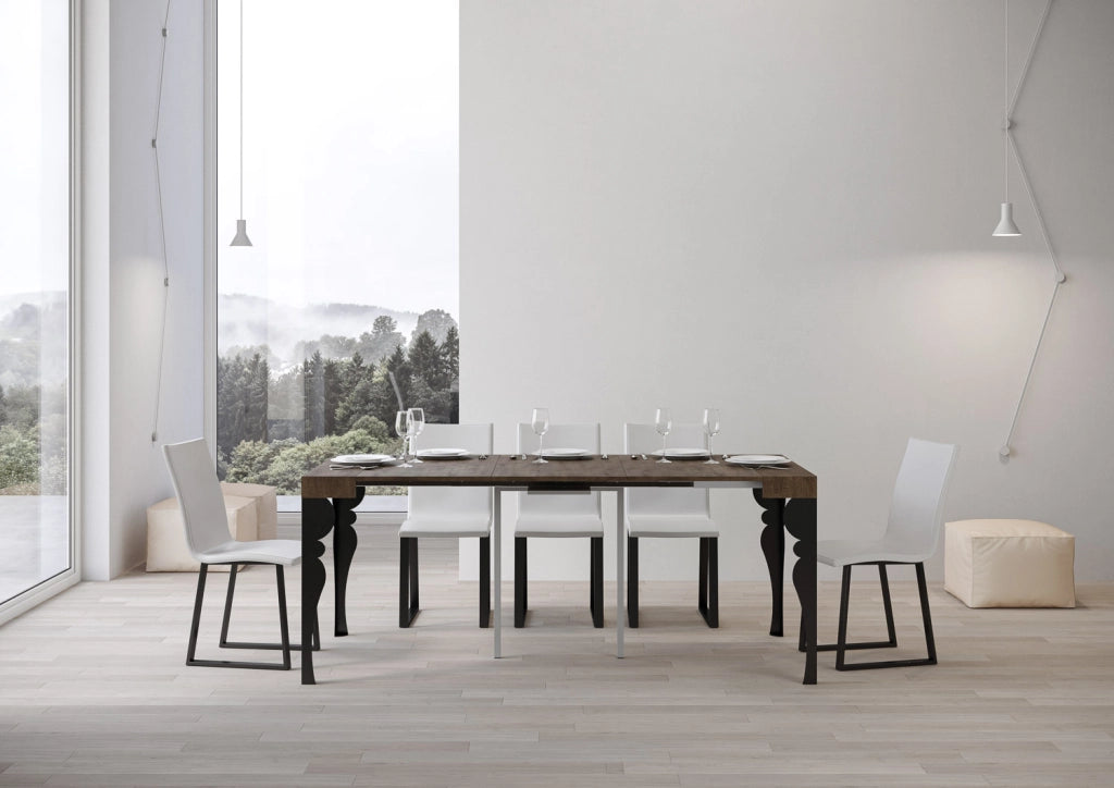 Consolle allungabile 90x40/300 cm Paxor Noce telaio Antracite