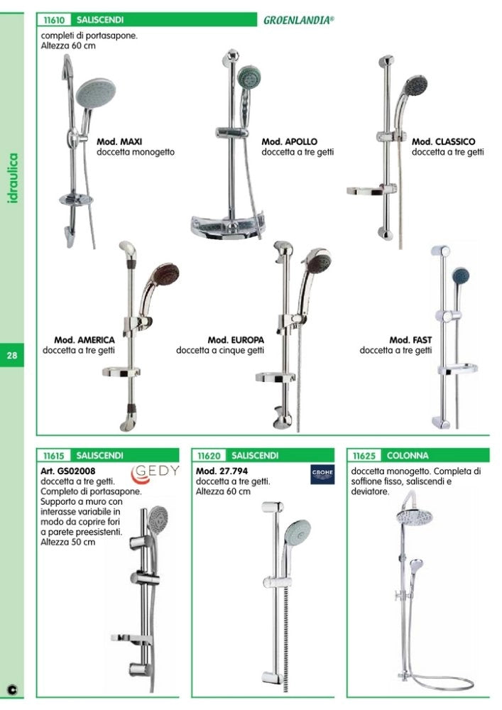 4pz saliscendi cm.60 diametro 25 america con portasapone s848 cod:ferx.1458