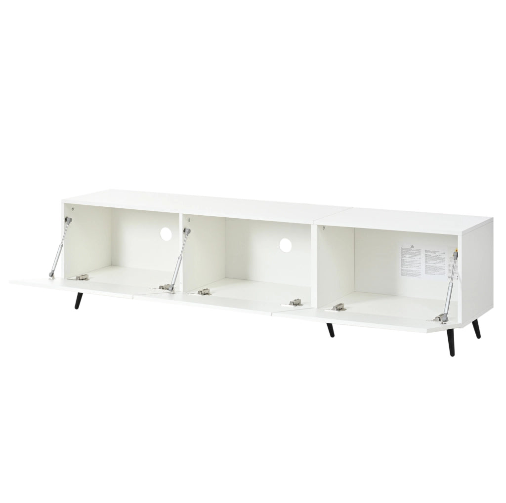 Mobile TV 180x40x48 cm con 3 ante a ribalta; grande capacità; MDF; bianco