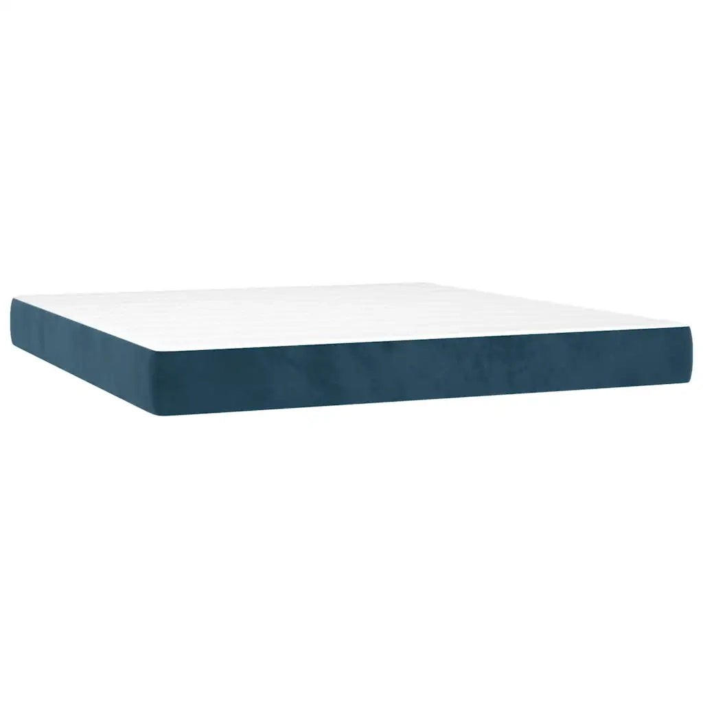 Giroletto a Molle con Materasso Blu Scuro 160x200 cm in Velluto
