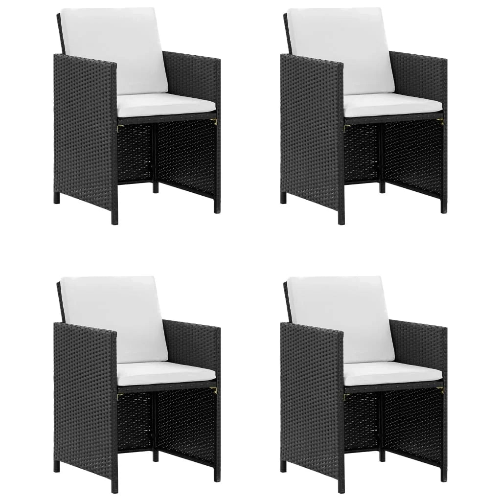 Set di mobili da giardino mobili da esterno set di mobili impilabili da 9 pezzi e cuscino resina intrecciata nera 02_0018331