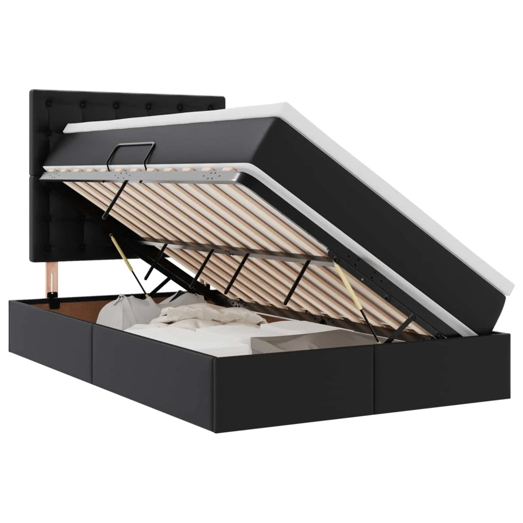 Letto con Contenitore Nero 120 x 190 cm Pelle Sintetica