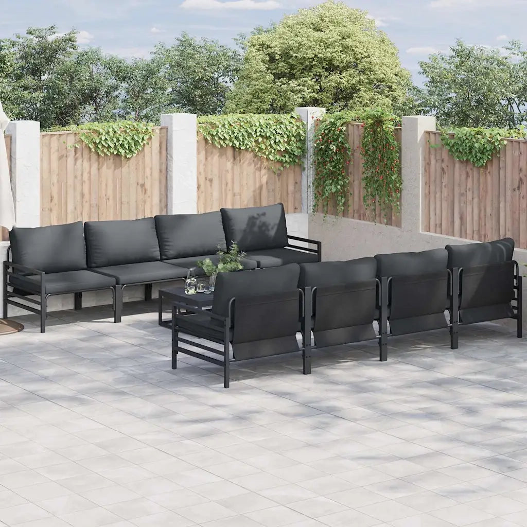 Set Divano da Giardino con cuscino 9 pcs Nero Acciaio 3378958