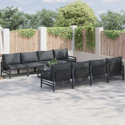 Set Divano da Giardino con cuscino 9 pcs Nero Acciaio 3378958