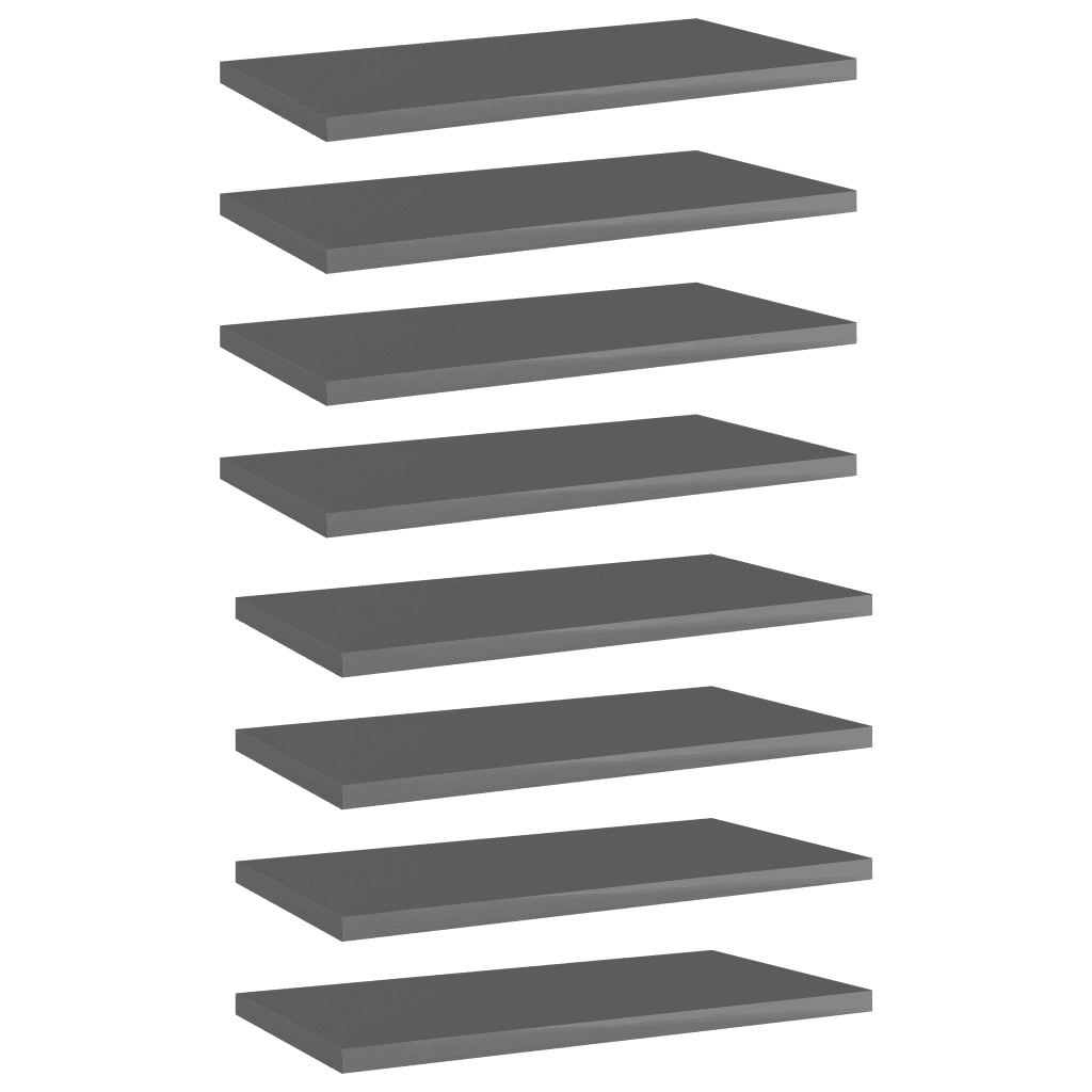 Ripiani per Libreria 8 pz Grigio Lucido 40x20x1,5 cm Truciolato cod mxl 42056