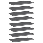 Ripiani per Libreria 8 pz Grigio Lucido 40x20x1,5 cm Truciolato cod mxl 42056
