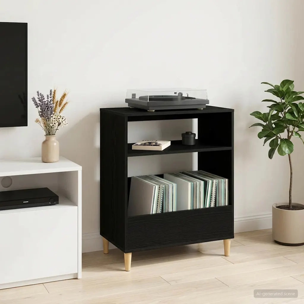 Supporto per giradischi Rovere Nero 71 x 39,5 x 83 cm 8012891