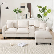 DIVANO Angolare Modulare 229x149,5x83 cm in Corduroy Beige con console