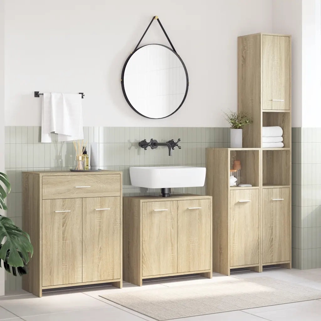 vidaXL Set Mobili da Bagno 4 pz Rovere Sonoma in Legno Multistrato