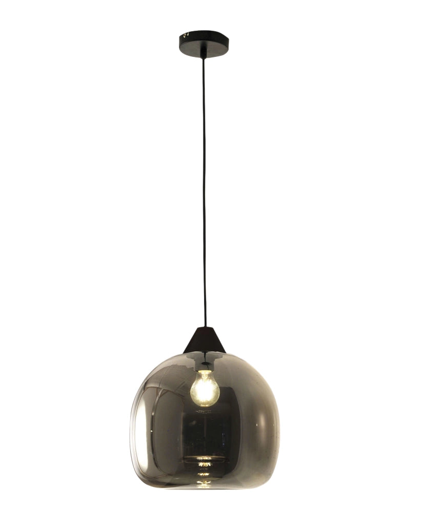 Maia Lampada a Sospensione in Metallo e Vetro Soffiato Colore Fumé Ø310mm E27 60W IP20 - Design Moderno Elegante per Illuminazione Interni