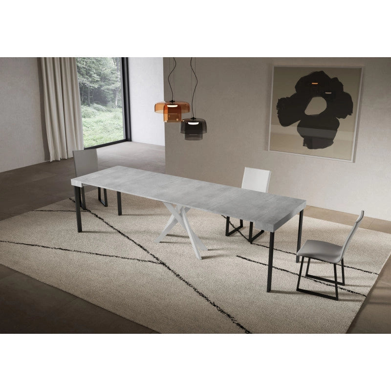 Consolle allungabile 90x40/300 cm Saki telaio Bianche - Cemento