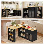Scrivania angolare ¨C Minimal ¨C nero con cassetti e ripiani 90x50x75