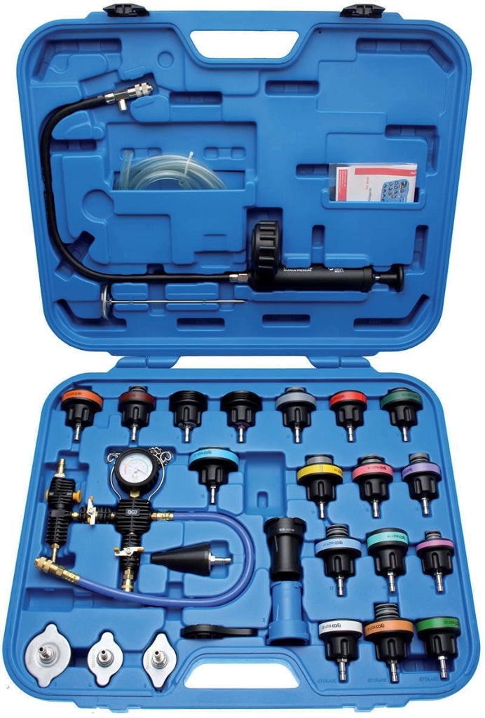 Kit per Il Test del Sistema di Raffreddamento del radiatore Pressione kit pressione radiatore con Tester per rilevatore di perdite 28 pezzi