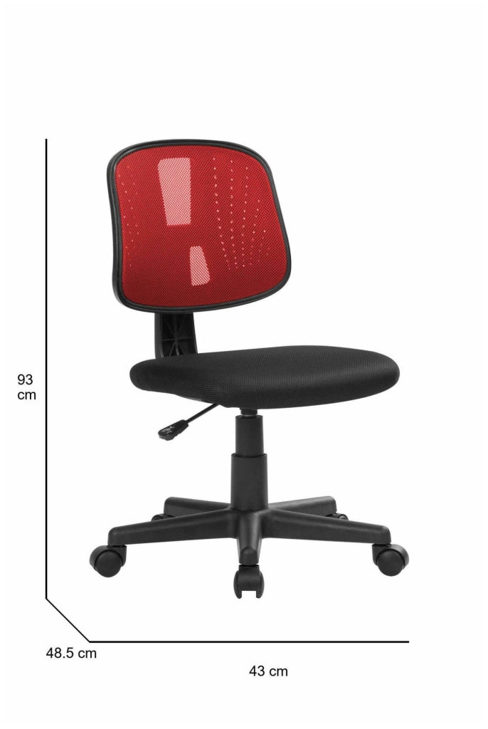 Sedia da ufficio Cefeo, Sedia operativa da ufficio, Seduta ergonomica da ufficio, 49x43h81/93 cm, Nero e Rosso