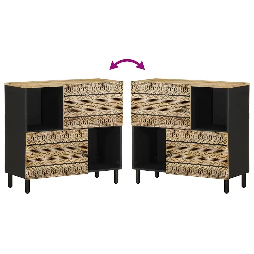 Credenza-Buffet-Armadio da cucina 80x33,5x75 cm in Legno Massello di Mango Grezzo