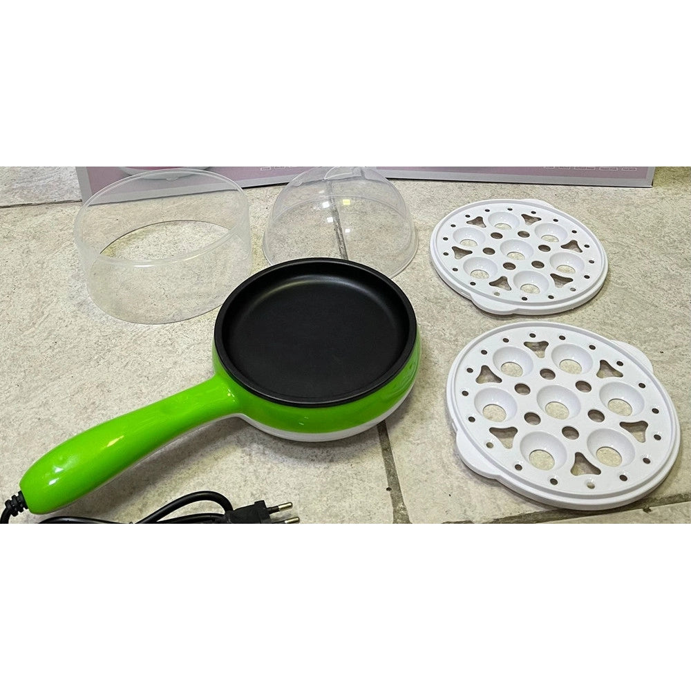 Trade Shop - Mini Padella Antiaderente Elettrica Cuociuova Multifunzionale 3 In 1 Per Uova Sode Verdure -