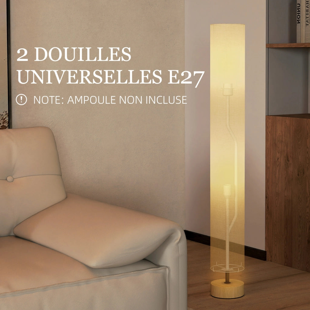 Lampada da terra per soggiorno con paralume in lino ¨C zephmum ¨C grigio 120 cm