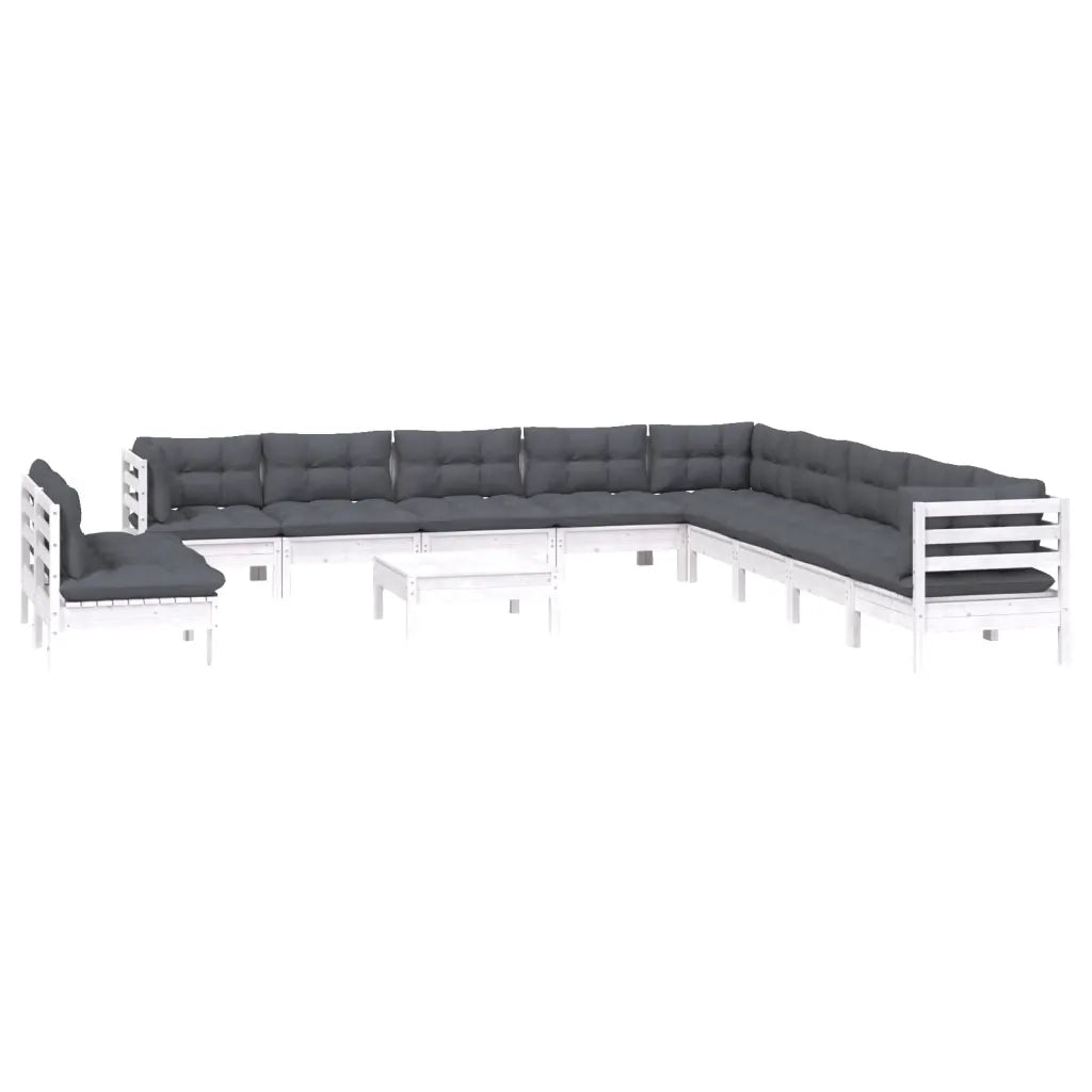 Set Divani da Giardino 12 pz con Cuscini Bianchi Legno di Pino cod mxl 44418