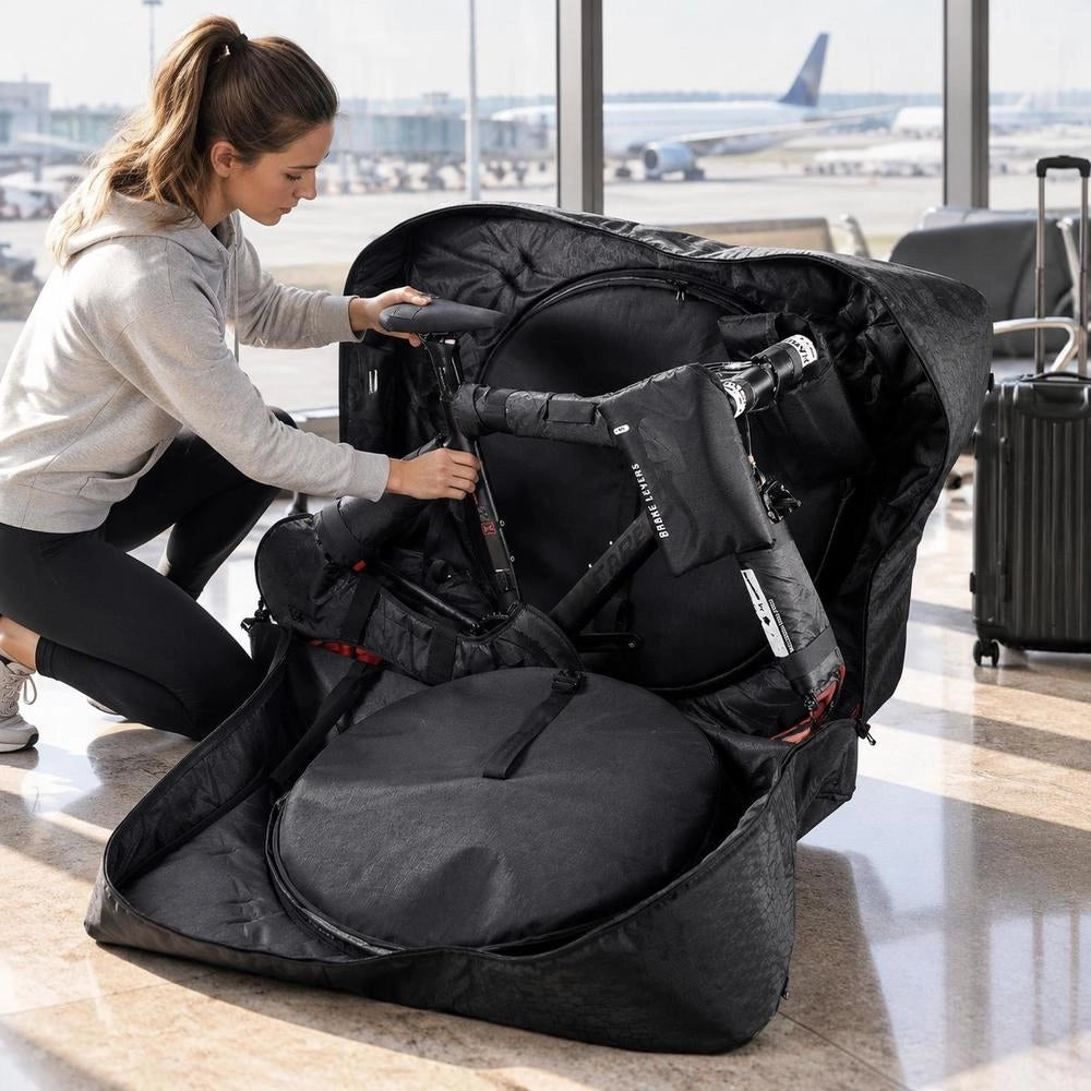 Bike Travel Bag, Road Bike Bag Road Bicycle Storage Carry With TSA Lock & Dual Zipper, Black Bicycle Case Wheelbase 37-42 In For Air Travel, Outdoor Use, Airplane, Car, Train, Subway Transport