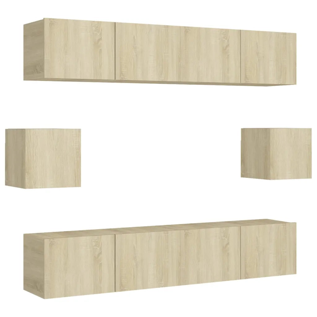 Set di Mobili Porta TV 6 pz-Set di 6 Credenza per TV Rovere Sonoma in Legno Multistrato 998104