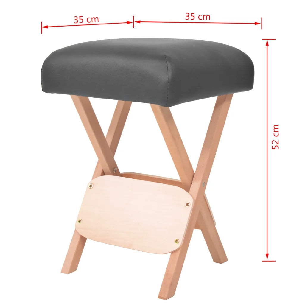 Sgabello da Massaggio Pieghevole Spessore Sedile 12 cm Nero 110149