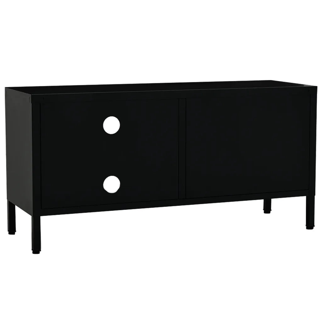 Mobile TV Nero 90x30x44 cm in Acciaio e Vetro cod mxl 65451