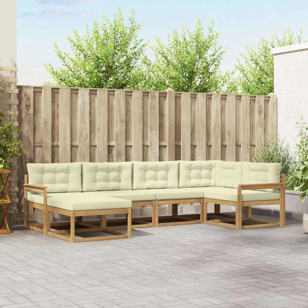 Set di divani da esterno 5 pcs Bianco e Crema Poliestere 3386679