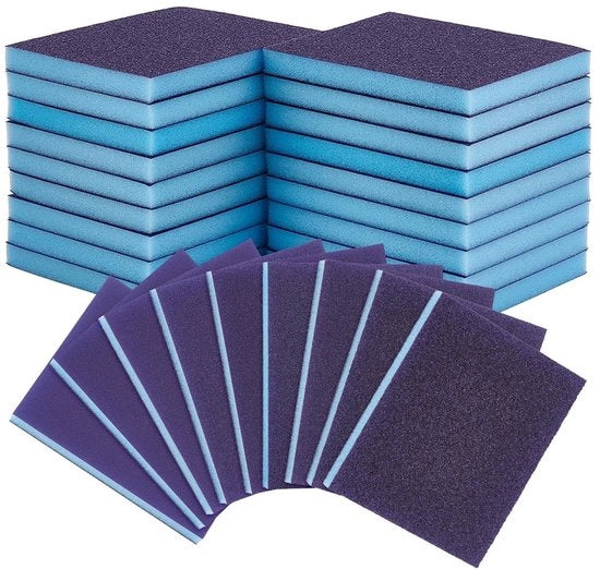 Set di spugnette per raschiare 18 pezzi - Professionale colore blu scuro - Auto pulente - Adatto per legno/ metallo/ lamiera - Materiali di alta qualità - Dimensioni 12 x 9,8 x 1,2 cm - Blocchi raschianti