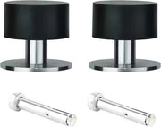 Set di due fermagli di alluminio inox con tampone in gomma per muro e pavimento