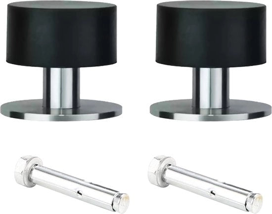 Set di due fermagli di alluminio inox con tampone in gomma per muro e pavimento