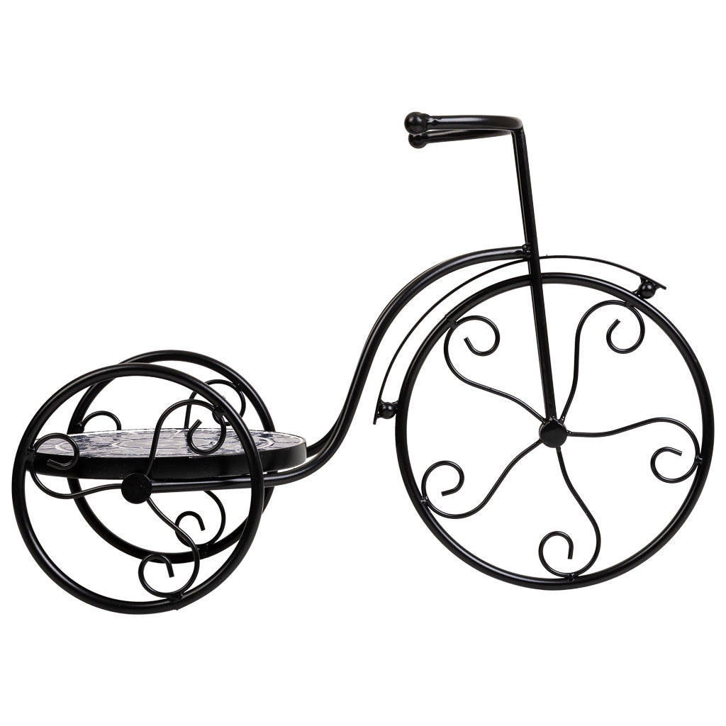 Portavaso bici in mosaico e metallo Blu 53x23,5x36h