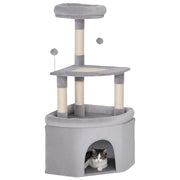 Arbre ¨¤ chat per gatti con piattaforma, griffoir sisal, nicchia e palle ¨C zephmum ¨C 49x49x114 cm grigio chiaro