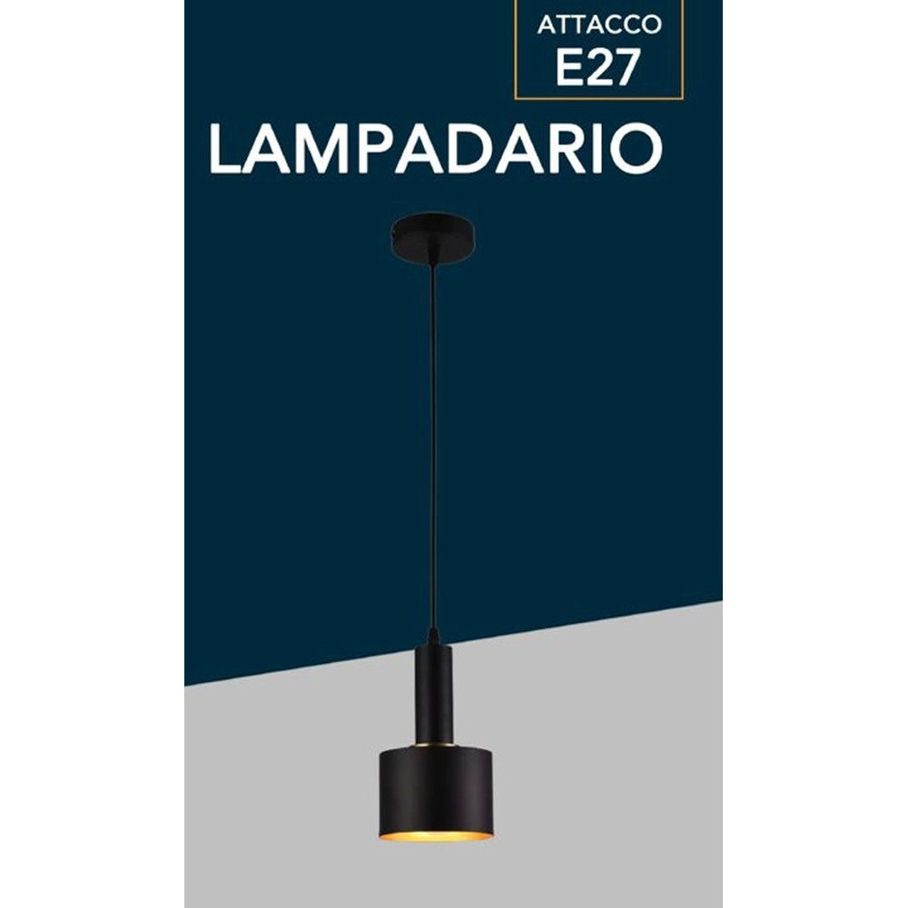 Trade Shop - Lampadario A Sospensione Soffitto E27 Lampada Pendente Minimal Per Cucina Isola Snack A22 - Nero