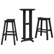 Set Bar da Giardino 3 pz | Set Salotto da Giardino Nero HDPE