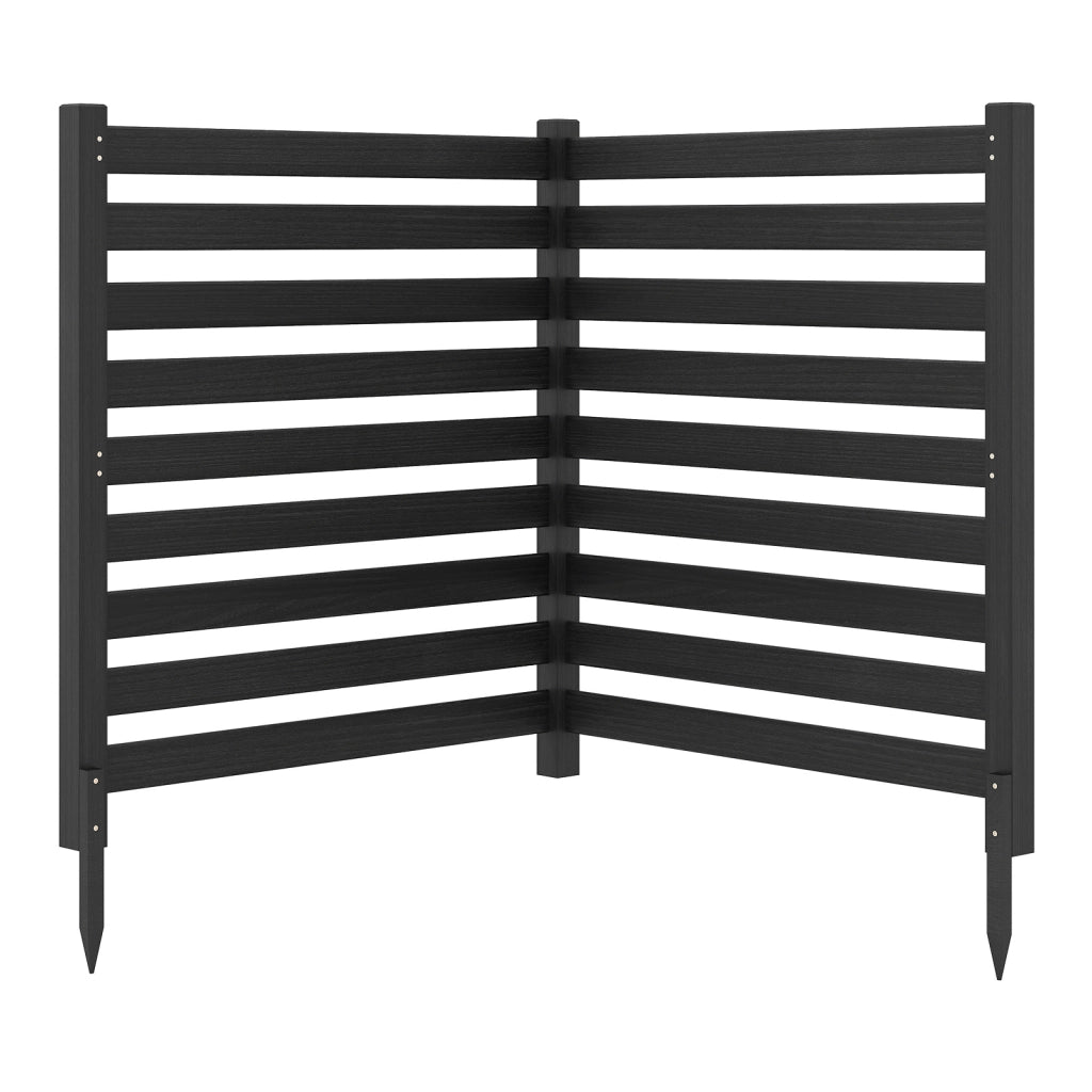 Recinzione da giardino in legno massello montaggio flessibile e modulare, Recinto esterno a 2 pezzi divisorio di spazio Nero