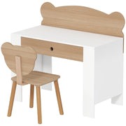 Set scrivania per bambini con piano e cassetto, scrivania e sedia per bambini a forma di orso, scrivania per studenti, scrivania per bambini,