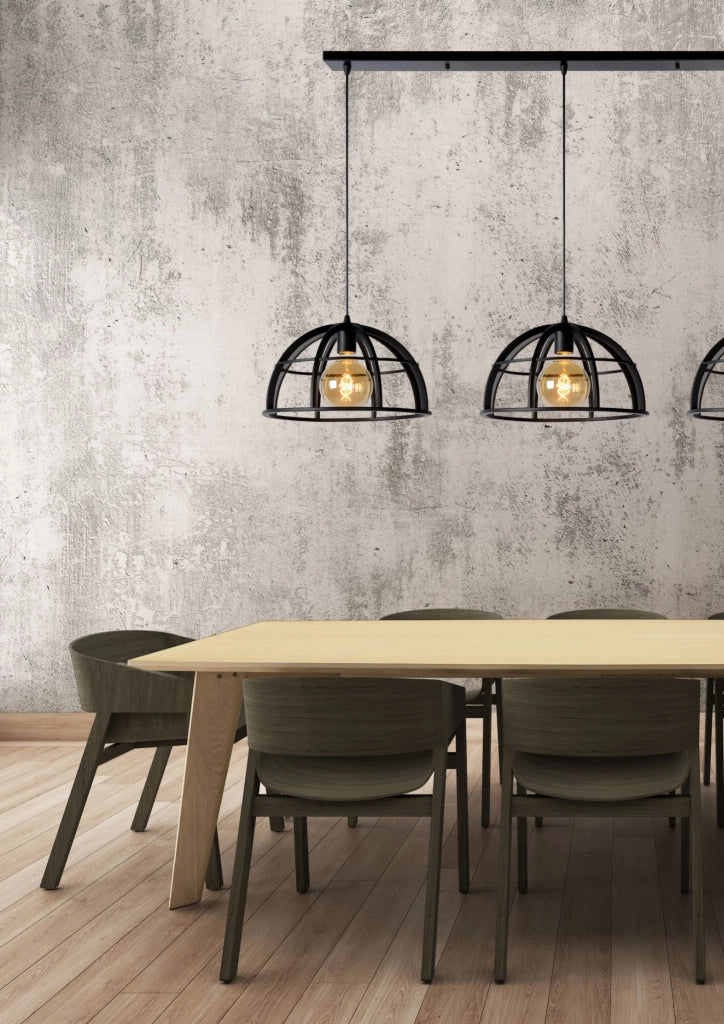 Lampadario Lucide Dikra nero metallo 3xE27 60W 150cm