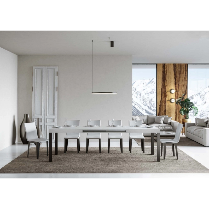 Tavolo allungabile 90x140/244 cm Everyday telaio Antracite - Bianco Frassino
