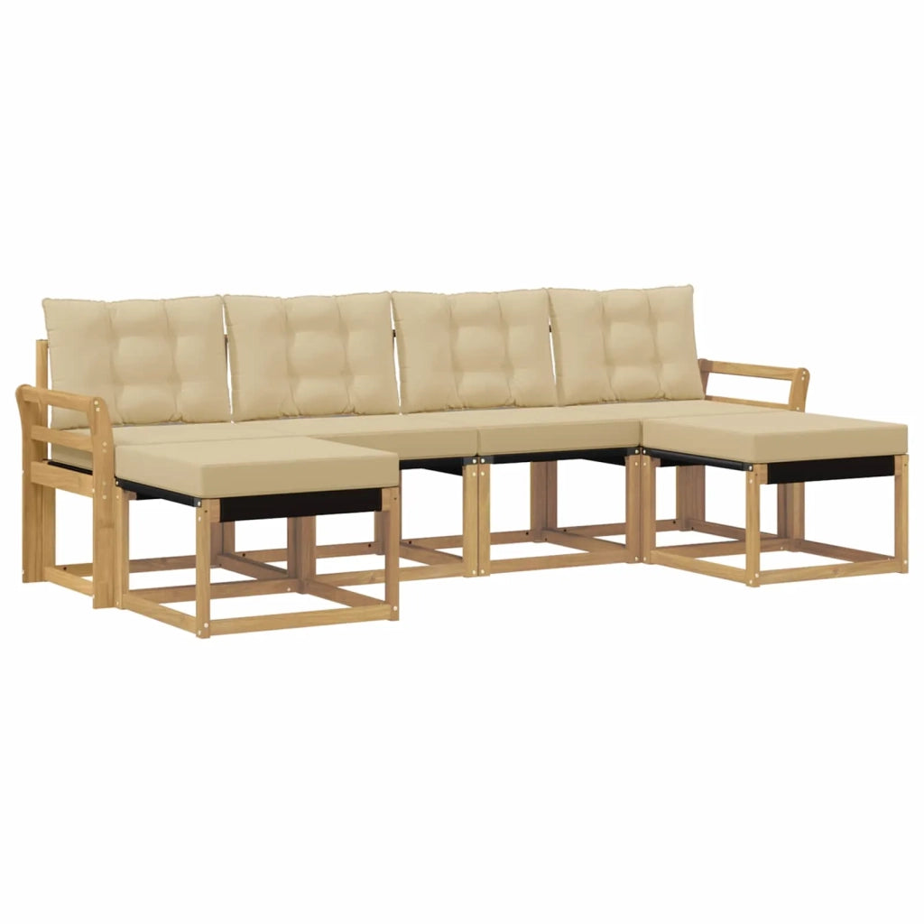 Set di divani da esterno 6 pz Bianco e Beige 3389743