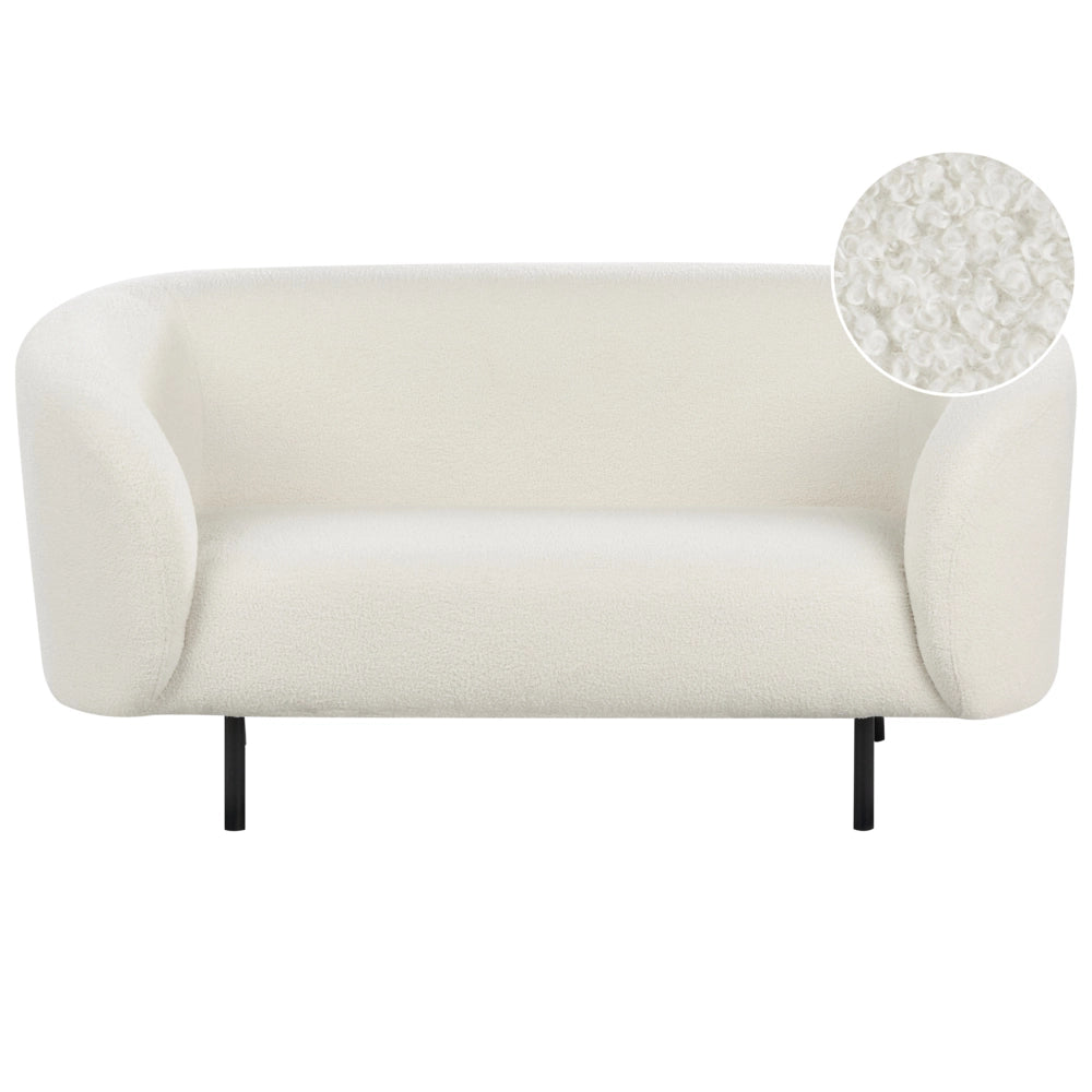 Divano 2 posti in tessuto bouclè bianco e nero con gambe nere stile glamour retrò soggiorno