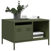 Tavolino-Tavolino da soggiorno-Tavolo Verde Oliva 68,5x50x43,5 cm Acciaio Laminato a Freddo