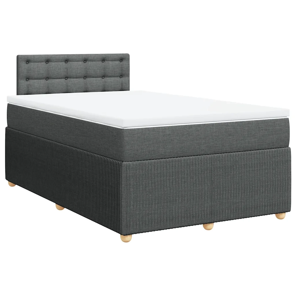 Giroletto a Molle con Materasso Grigio Scuro 120x200 cm Tessuto