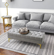 Panca imbottita grigio chiaro 118x45x42 cm