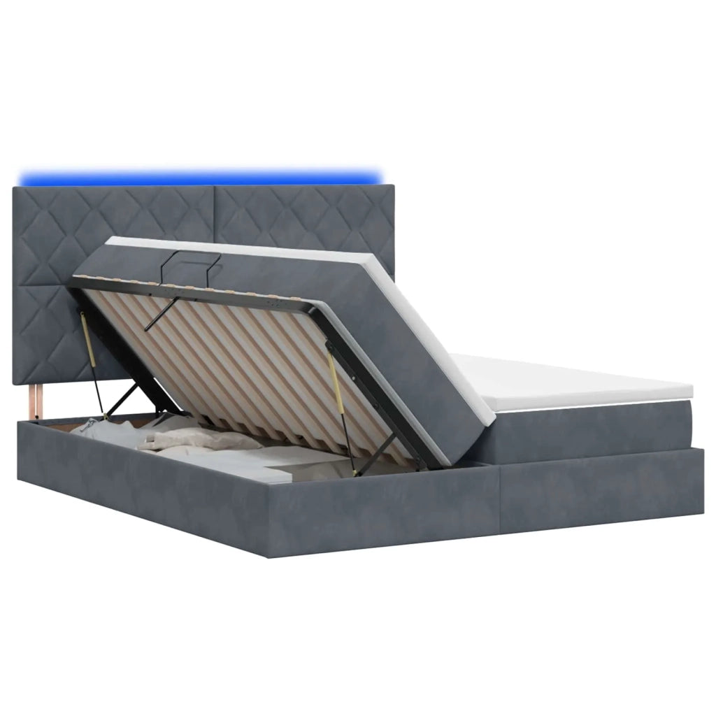 Letto con contenitore LED e materasso Grigio Scuro 200 x 200 cm 3460285