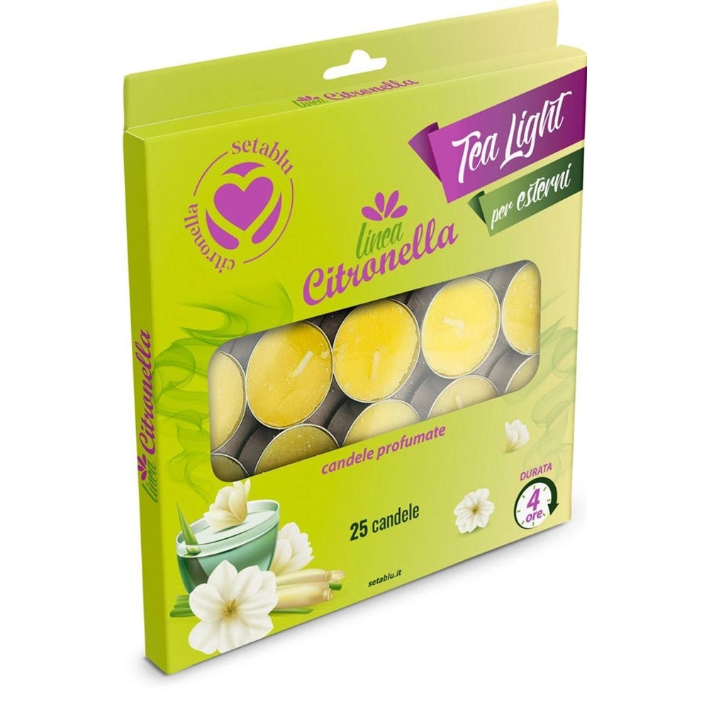Trade Shop - Set Candele Tealight Profumate Citronella 25pz Repellente Zanzare Per Uso Esterno 406030 -