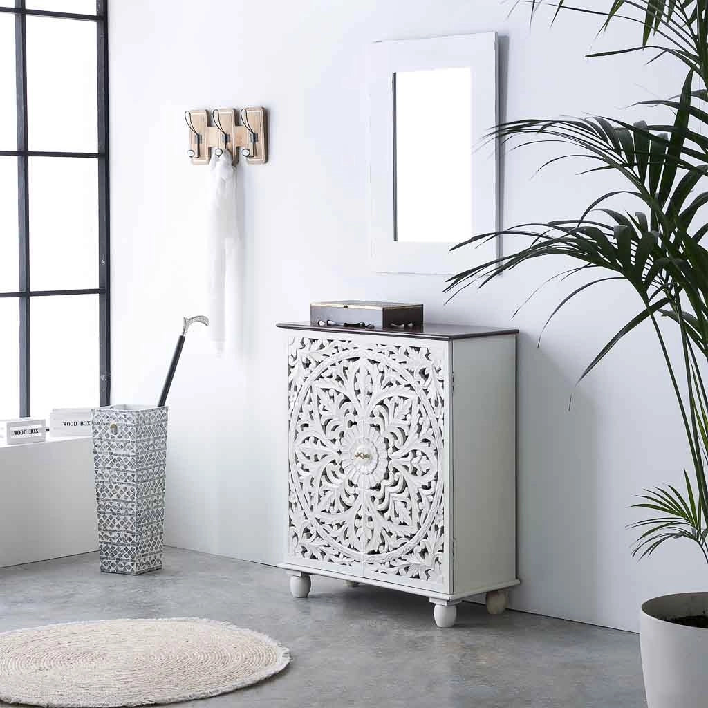 Set di 2 cassetti in legno bianco
